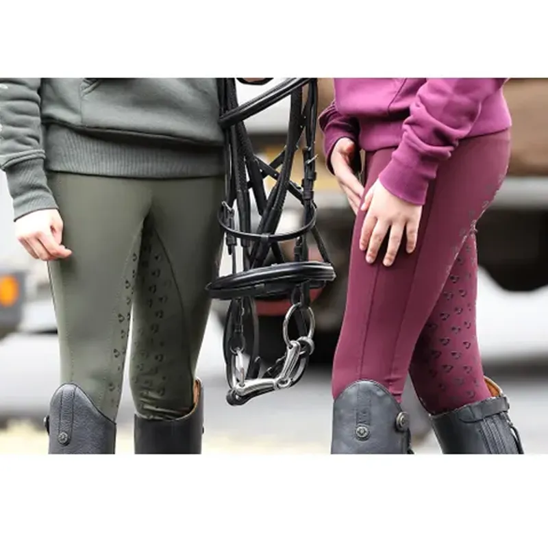 Aubrion Young Rider Albany Riding Tights - Black Cherry-1